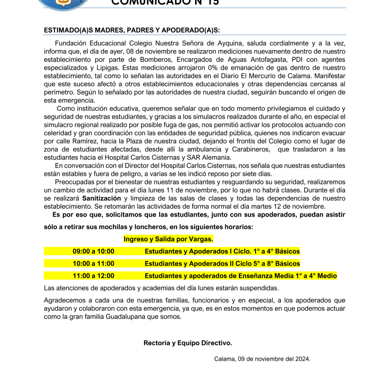 Comunicado N°15